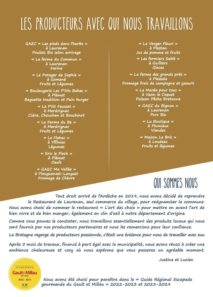 Bar Restaurant L'art des choix - Menu Image 4